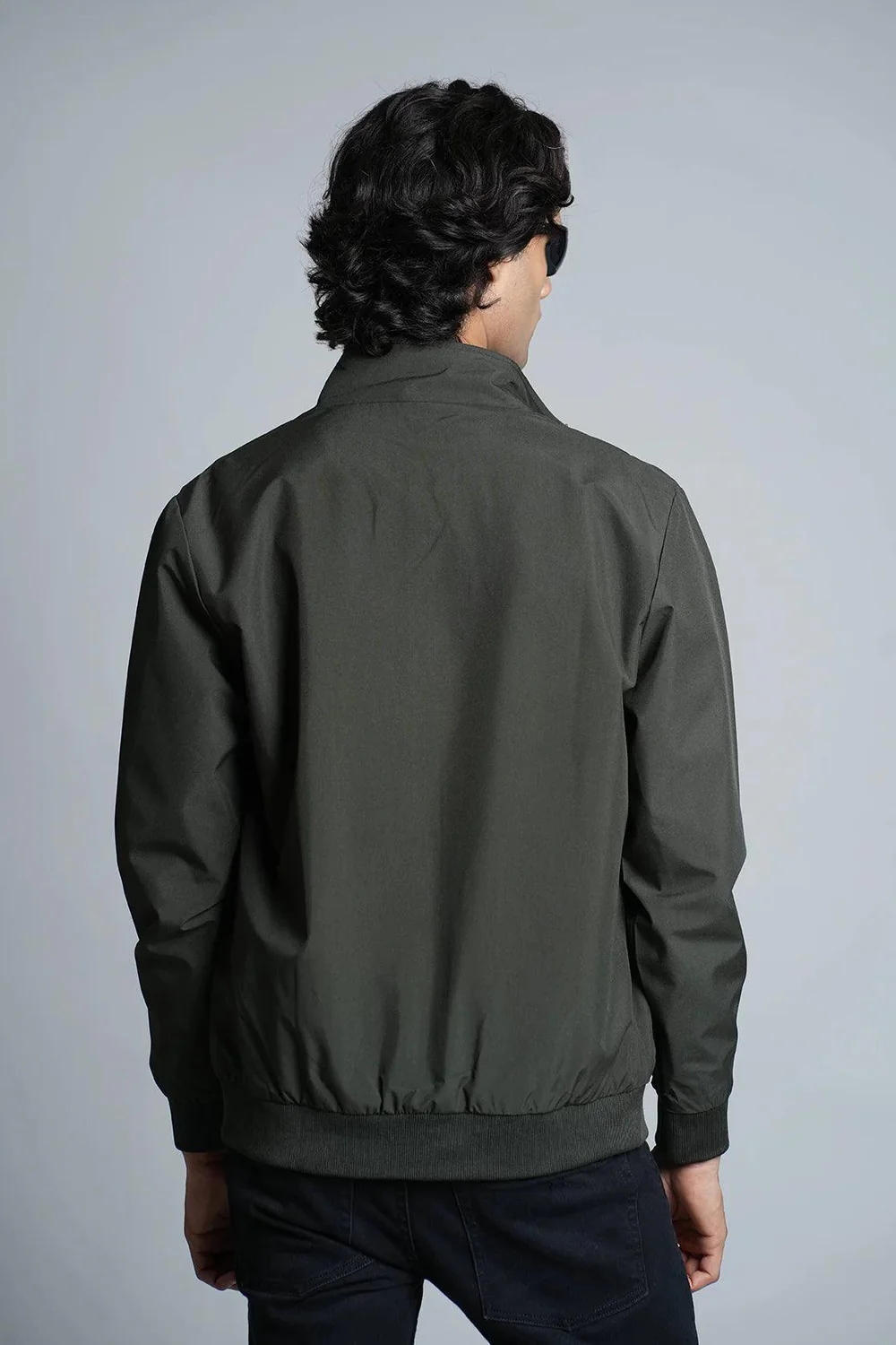 Men's Olive Lightweight Windbreaker Jacket - Image 3