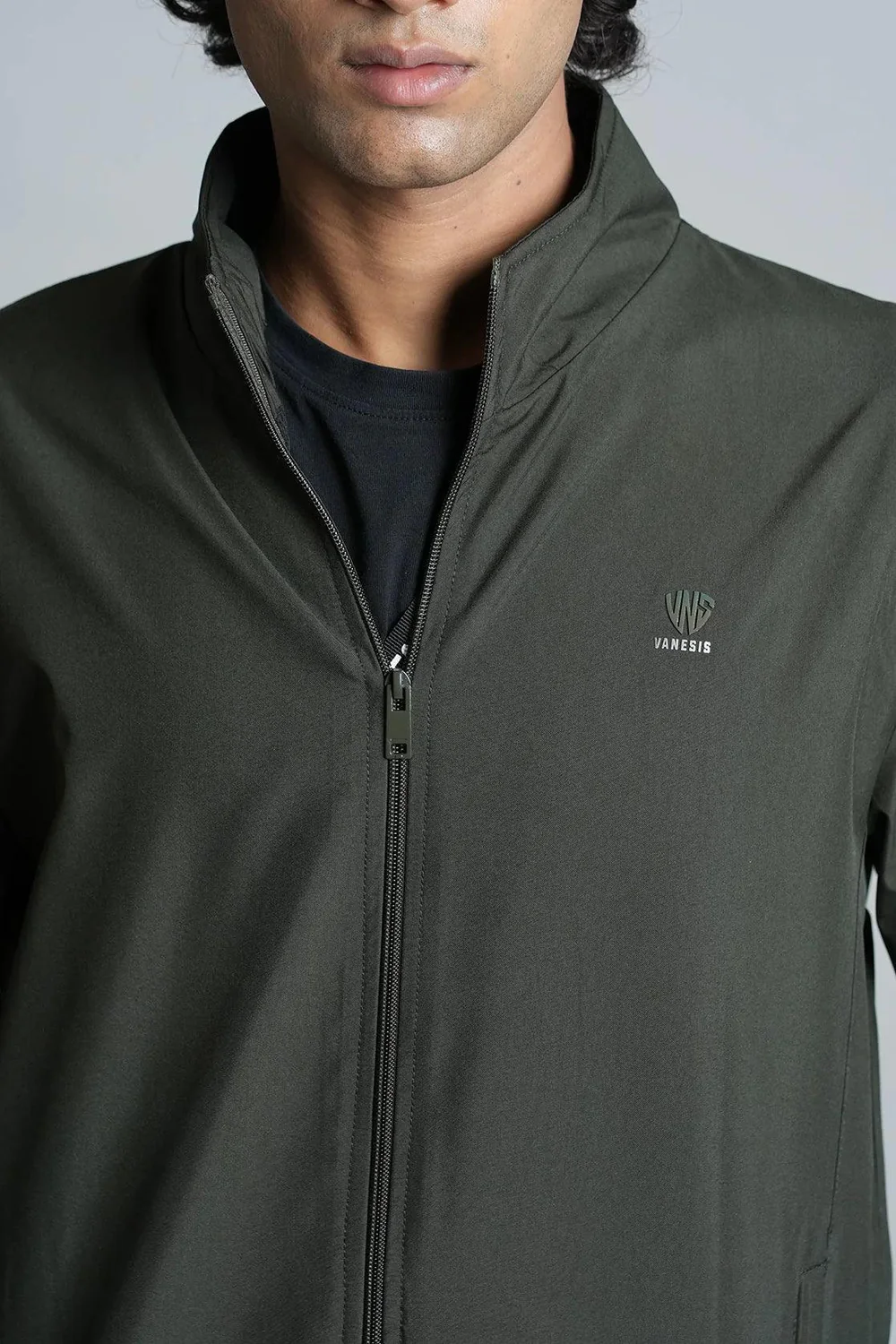 Men's Olive Lightweight Windbreaker Jacket - Image 4